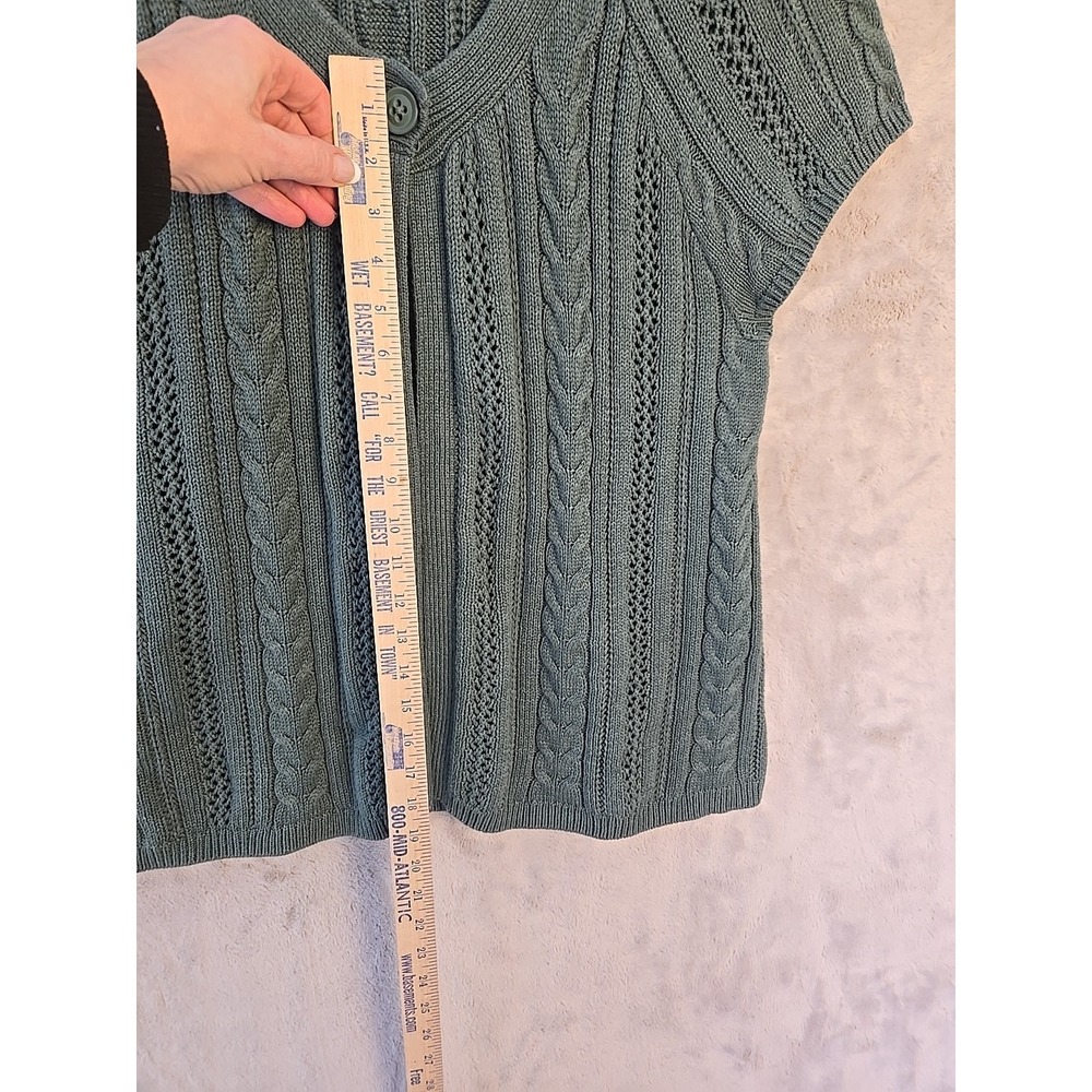Sonoma Short Sleeve Open Front Cardigan Green Large 1 Button Sz XL - Picture 6 of 8